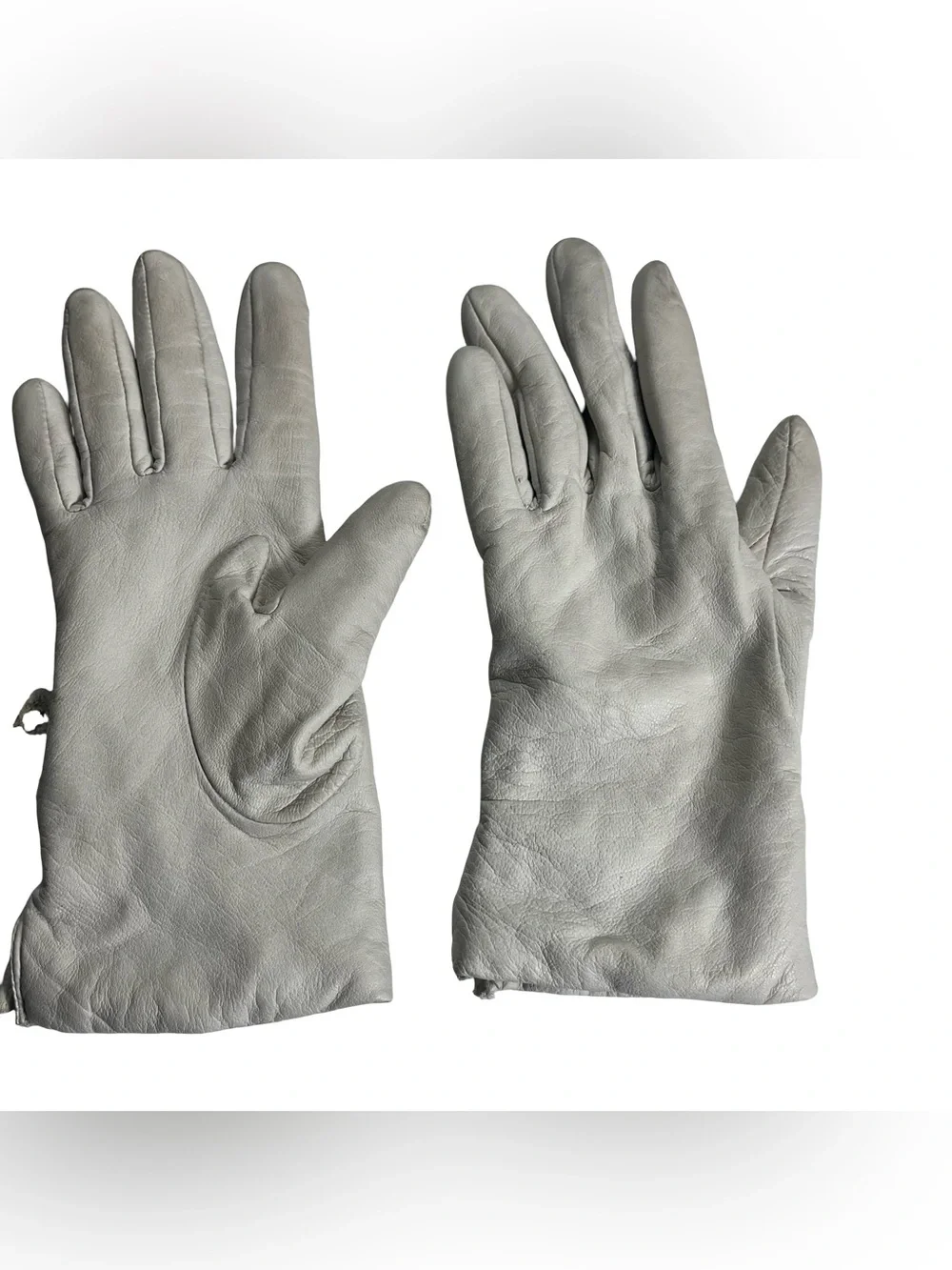 Vtg Fownes Women Leather Gloves Off White Cream 100% Cashmere Lined Sz 6.5 Wrist